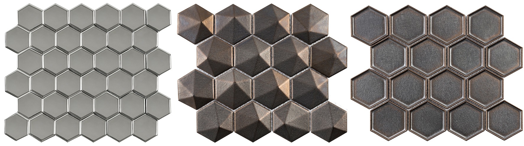 Peças da coleção Acordes, de formato hexagonal.
